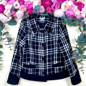 •Live Free• Y2K {black & white plaid} Peacoat Jacket